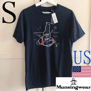 レア 新品 マンシングウェア Tシャツ USA メンズS ネイビー